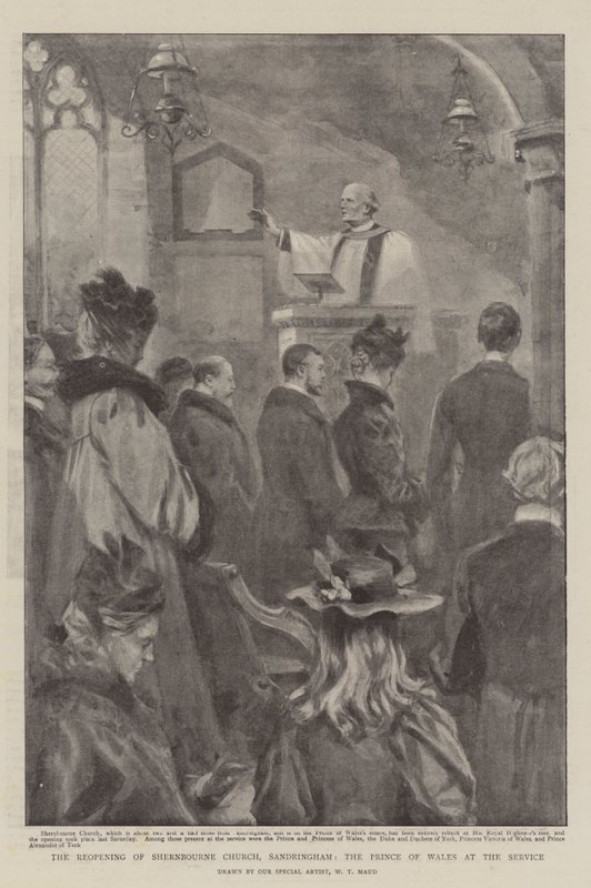 The Reopening of Shernbourne Church, Sandringham, the Prince of Wales at the Service by William T. Maud
