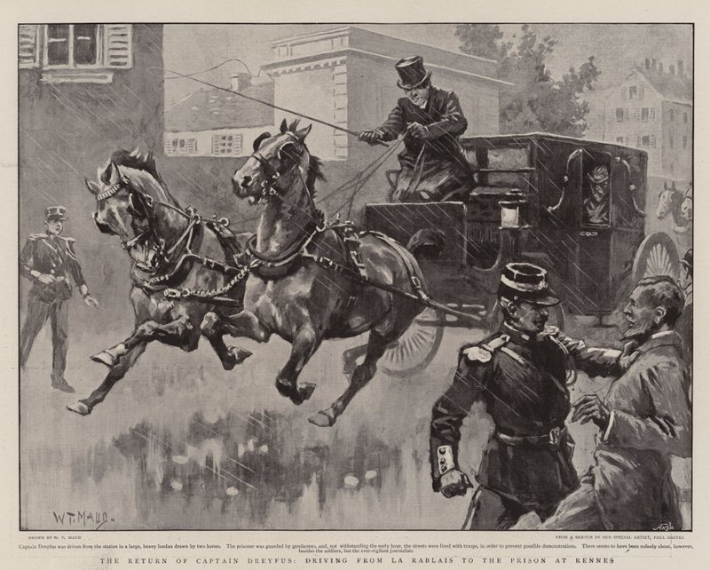 The Return of Captain Dreyfus, driving from La Rablais to the Prison at Rennes by William T. Maud