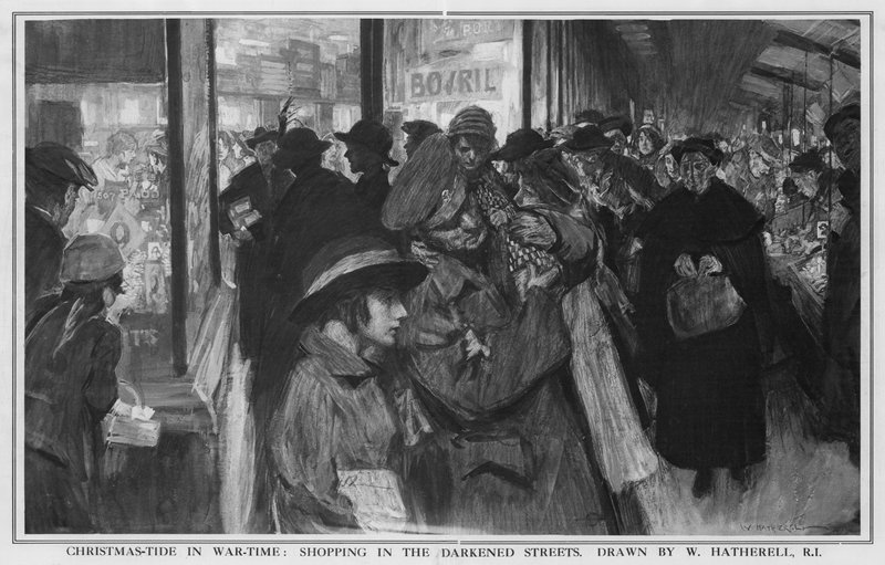 Christmas-tide in Wartime: Shopping on the Darkened Streets by William (after) Hatherell
