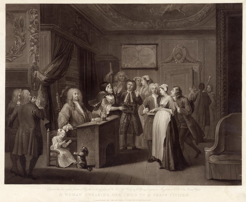 A Woman Swearing Her Child to a Grave Citizen by William (after) Hogarth