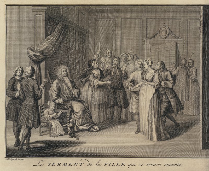 A Woman Swearing a Child to a Grave Citizen by William (after) Hogarth