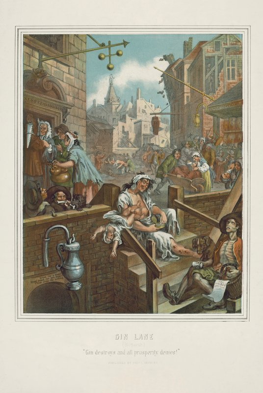 Chromolithograph of William Hogarth’s Gin Lane by William (after) Hogarth