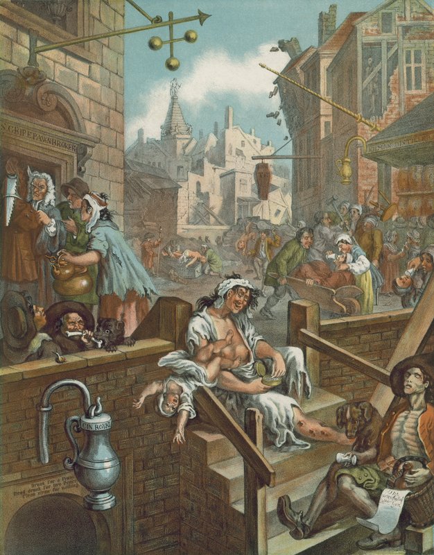 Chromolithograph of William Hogarth’s Gin Lane by William (after) Hogarth