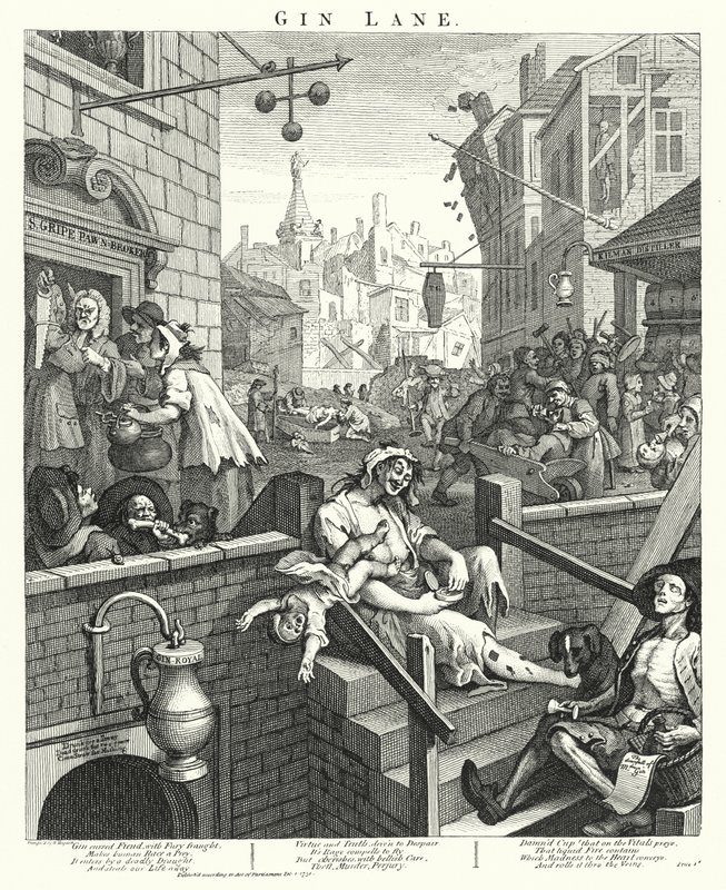 Gin Lane by William (after) Hogarth