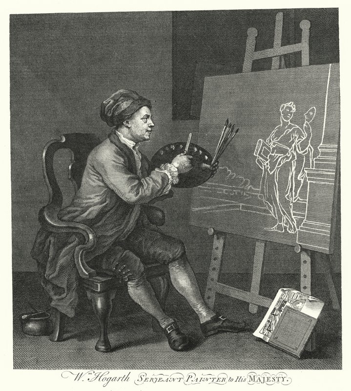 Self-portrait of English artist William Hogarth (engraving) by William (after) Hogarth