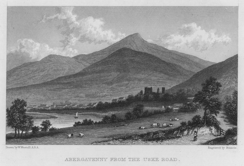 Abergavenny from the Uske Road by William (after) Westall