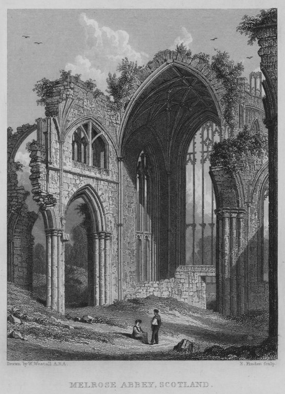Melrose Abbey, Scotland (engraving) by William (after) Westall
