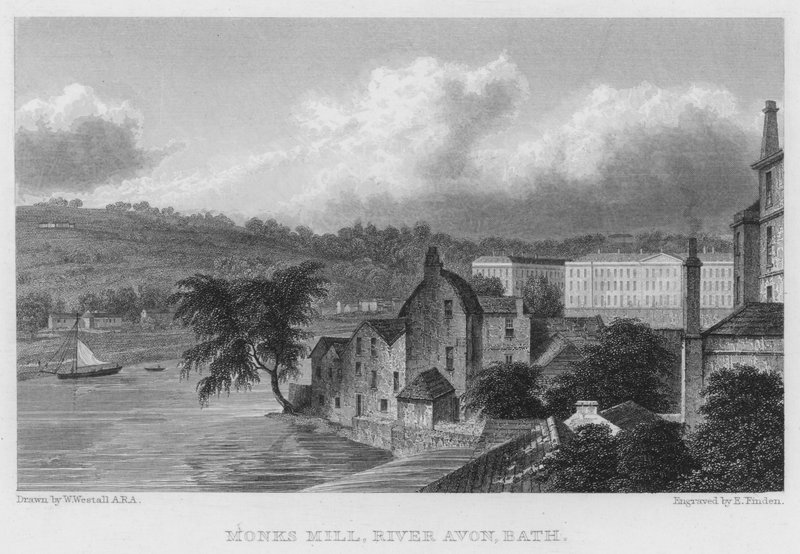 Monks Mill, River Avon, Bath by William (after) Westall