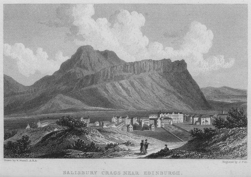 Salisbury Crags near Edinburgh by William (after) Westall