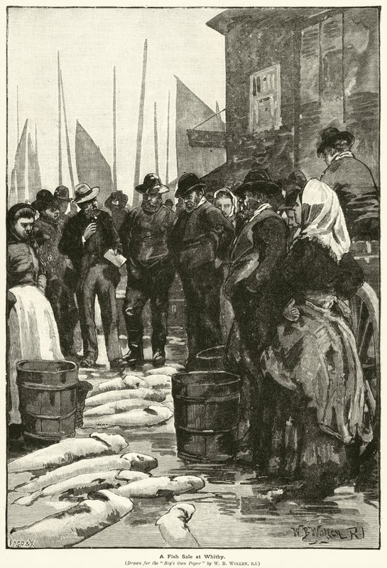 A Fish Sale at Whitby by William Barnes (after) Wollen
