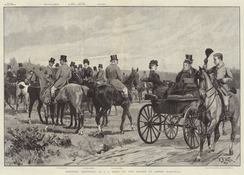 Hunting Sketches, a Meet of the Quorn at Ashby Folville by William Barnes Wollen