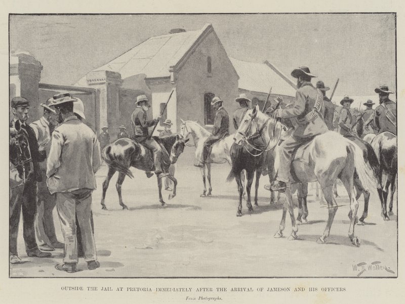 Outside the Jail at Pretoria Immediately After the Arrival of Jameson and His Officers by William Barnes Wollen