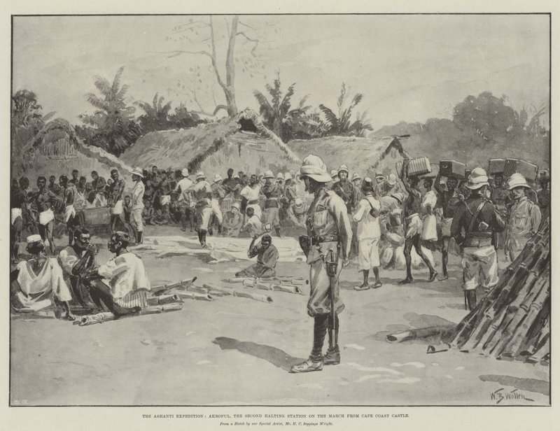 The Ashanti Expedition, Akroful, the Second Halting Station on the March from Cape Coast Castle by William Barnes Wollen