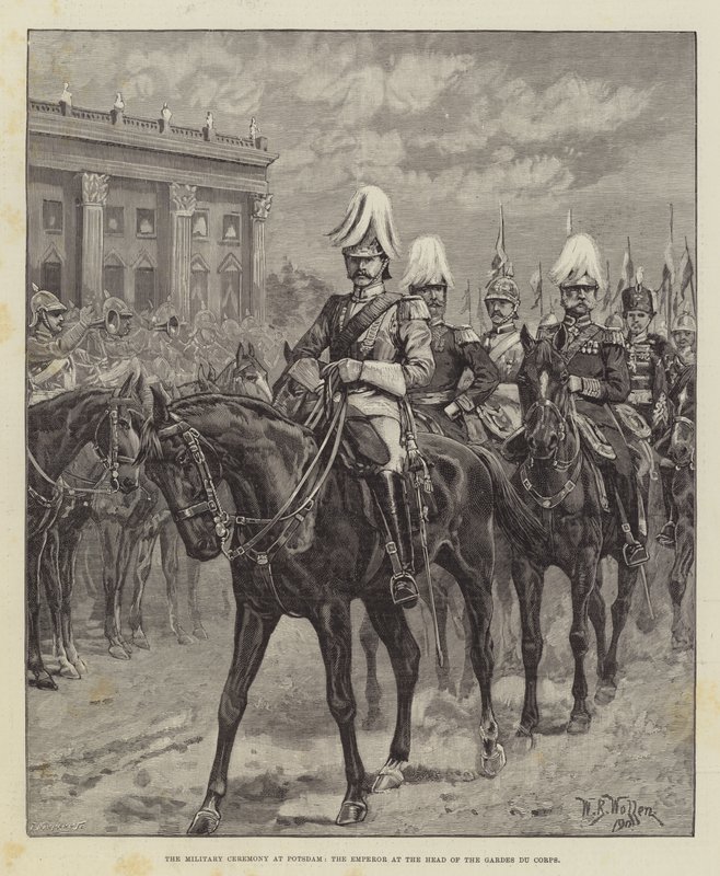 The Military Ceremony at Potsdam, the Emperor at the Head of the Gardes du Corps by William Barnes Wollen