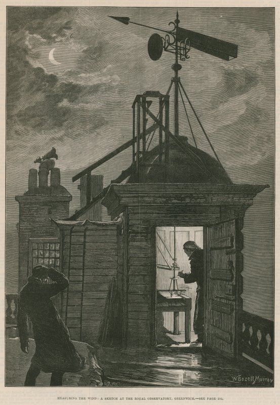 Measuring the wind; A sketch at the Royal Observatory, Greenwich by William Bazett Murray