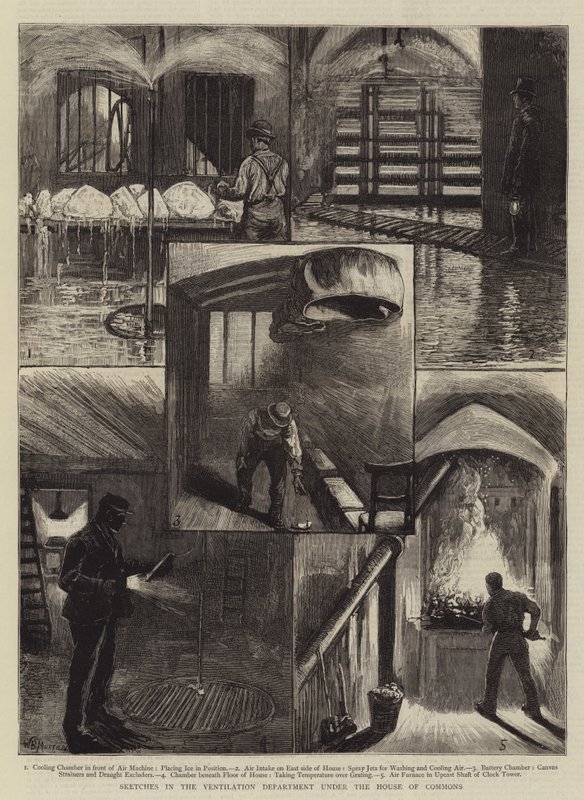 Sketches in the Ventilation Department Under the House of Commons by William Bazett Murray