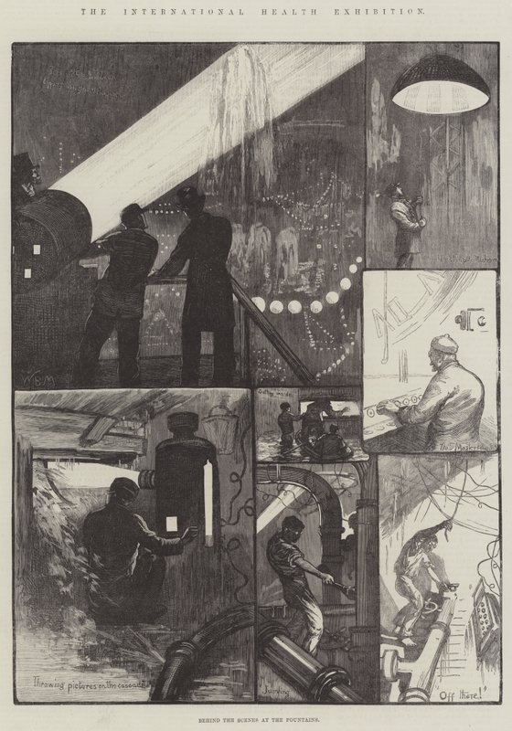 The International Health Exhibition, Behind the Scenes at the Fountains by William Bazett Murray