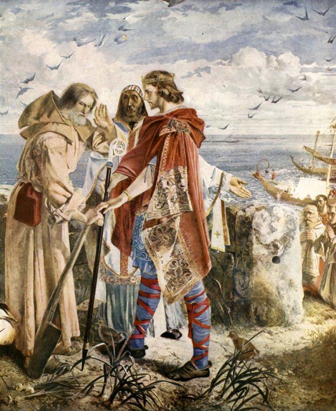 Egfrith Offering the Bishopric of Hexham to Cuthbert, 678 by William Bell Scott