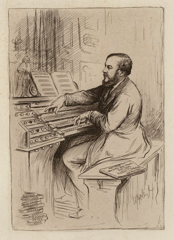 Sir Herbert Oakeley, Professor of Music (engraving) by William Brassey (after) Hole