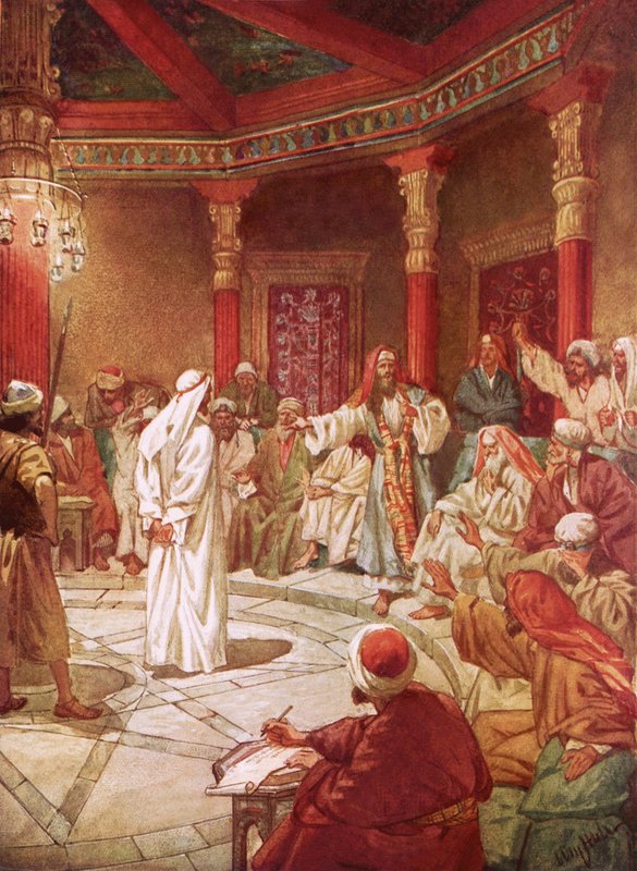 Jesus brought before Caiaphas and the Council by William Brassey Hole