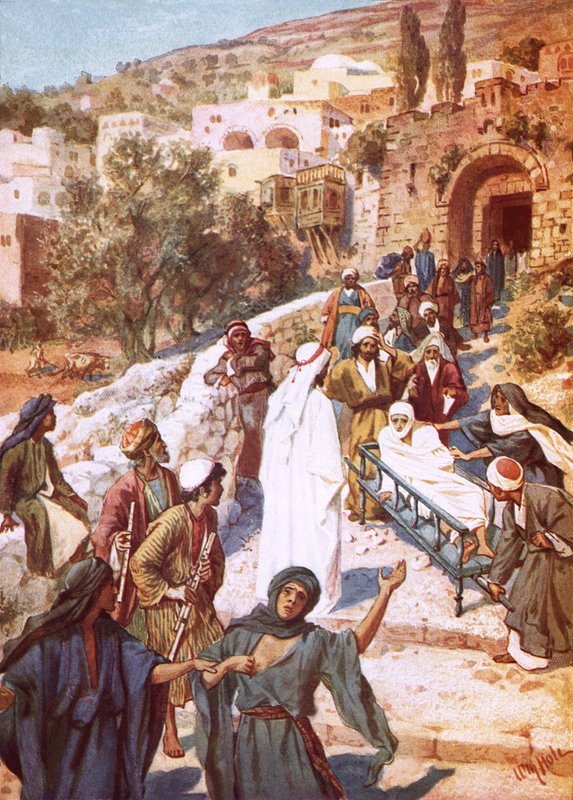 Jesus raising a young man from the dead in a city called Nain by William Brassey Hole