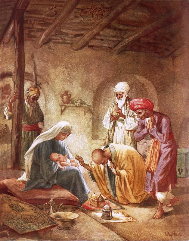 Three kings worshipping Christ by William Brassey Hole