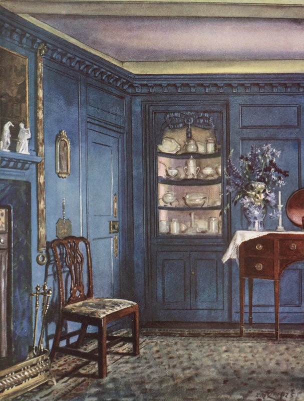 Interior Decoration: A Dining-Room with Stippled Blue Walls by William Bruce Ellis Ranken