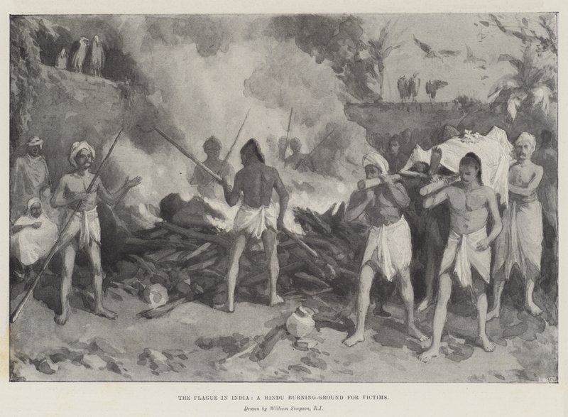 The Plague in India, a Hindu Burning-Ground for Victims by William Crimea Simpson