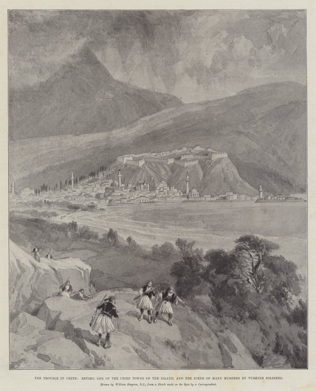 The Trouble in Crete, Retimo, one of the Chief Towns of the Island, and the Scene of many Murders by Turkish Soldiers by William Crimea Simpson