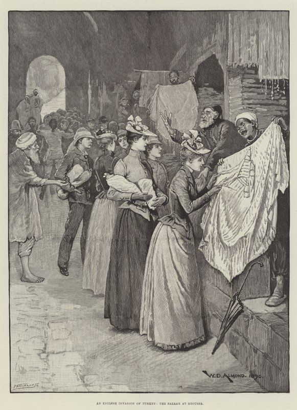 An English Invasion of Turkey, the Bazaar at Broussa by William Douglas Almond