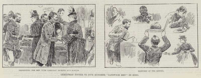 Christmas Dinner to Five Hundred Sandwich Men in Soho by William Douglas Almond