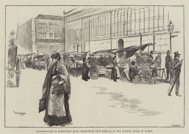 Costermongers in Farringdon Road, threatened with Removal by the Holborn Board of Works by William Douglas Almond