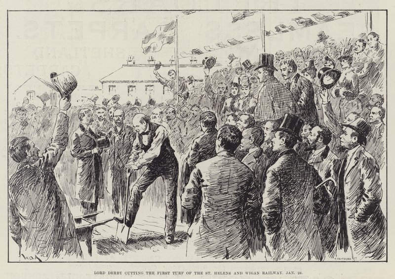 Lord Derby cutting the First Turf of the St Helens and Wigan Railway, 28 January by William Douglas Almond