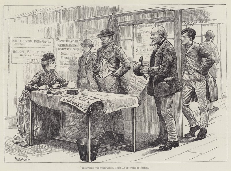 Registering the Unemployed, Scene at an Office in Chelsea by William Douglas Almond