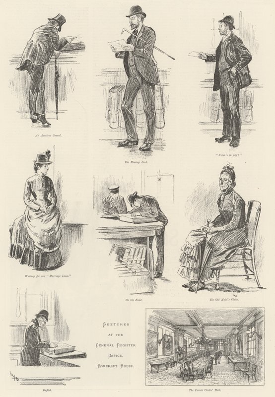 Sketches at the General Register Office, Somerset House by William Douglas Almond