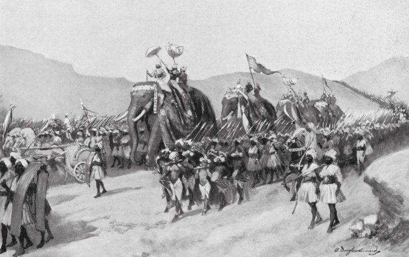 Vikramaditya Gupta Goes Forth to War, AD 395 by William Douglas Almond