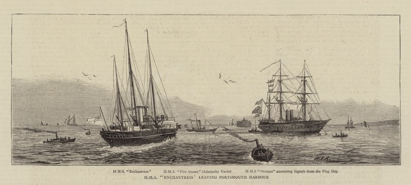 HMS Enchantress leaving Portsmouth Harbour by William Edward Atkins