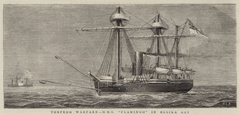 Torpedo Warfare, HMS Flamingo in Besika Bay by William Edward Atkins
