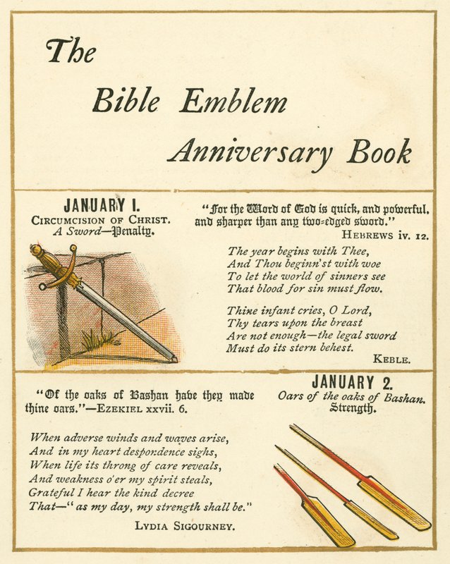 Page from The Bible Emblem Anniversary Book by William Foster