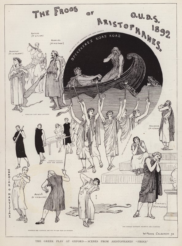 Scenes from a production of Aristophanes