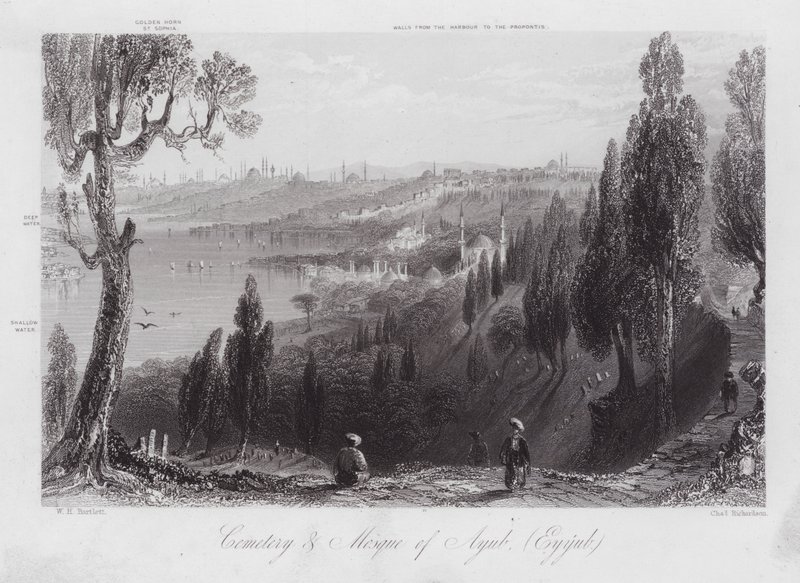 Cemetery and Mosque of Ayub, Eyyub (engraving) by William H. Bartlett