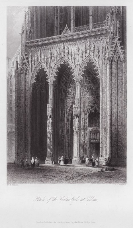 Porch of the Cathedral at Ulm (engraving) by William H. Bartlett