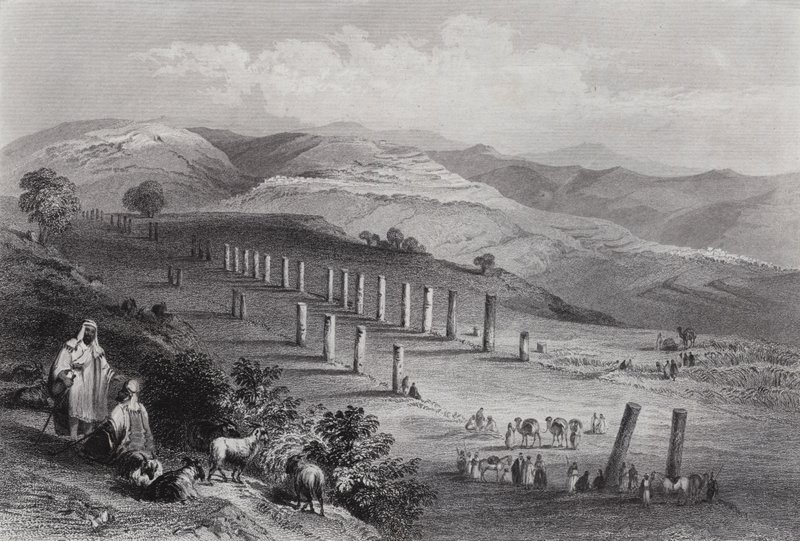 Sebaste, The Ancient City of Samaria (engraving) by William H. Bartlett