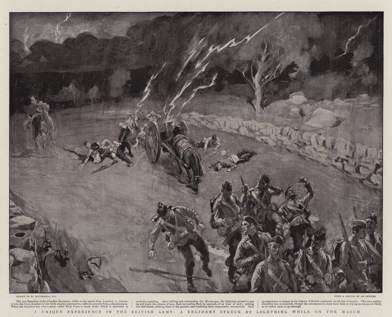 A Unique Experience in the British Army, a Regiment struck by Lighting while on the March by William Hatherell