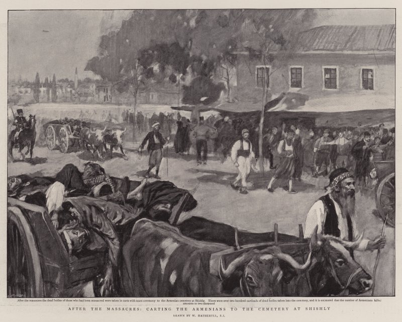 After the Massacres, Carting the Armenians to the Cemetery at Shishly by William Hatherell