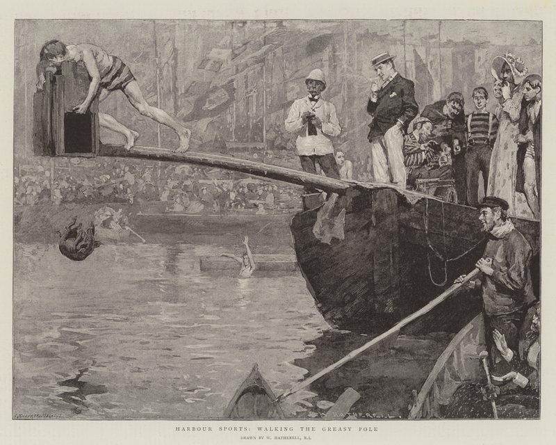 Harbour Sports, Walking the Greasy Pole by William Hatherell