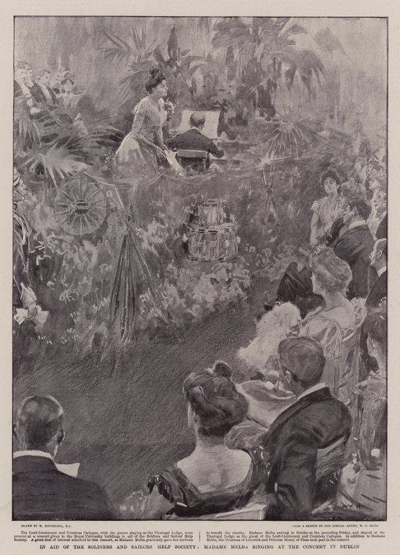 In Aid of the Soldiers and Sailors Help Society, Madame Melba Singing at the Concert in Dublin by William Hatherell