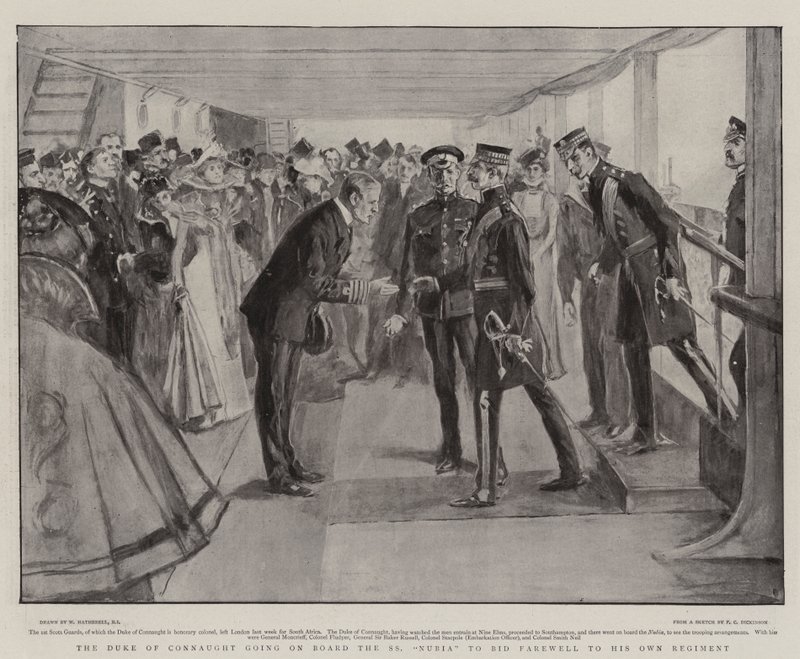 The Duke of Connaught Going on Board the SS Nubia to Bid Farewell to His Own Regiment by William Hatherell