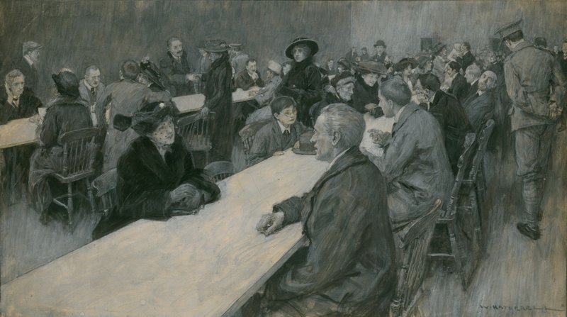 The Enemy in England: visiting day at the internment camp near London by William Hatherell