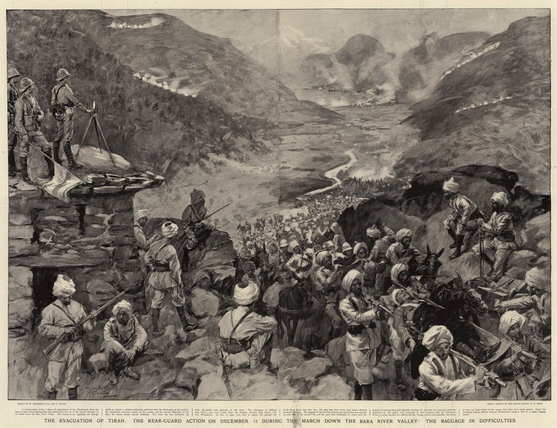 The Evacuation of Tirah, the Rear-Guard Action on 13 December during the March down the Bara River Valley, the Baggage in Difficulties by William Hatherell